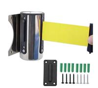Retractable Barrier Tape, Wall Mounted Yellow Security Belt Rope Barrier with Stainless Steel Support 2/3/5/10 M Retractable for Indoor/Outdoor Use(5M/16.4FT)
