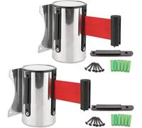 Retractable Belt Barrier - 2 Pack Stainless Steel Wall-Mounted Queue Control System 3m Length for Retail Airport Bank School & Event Crowd Management