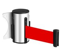 Retractable Belt Barrier - Fixed Wall Mount with 16ft Red Belt - Sturdy Stainless Steel Queue Rope for Playground Park Hotel Crowd Control - & Reliable