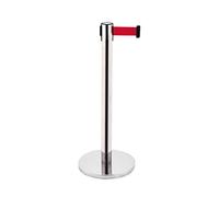 Retractable Belt Barrier, Heavy-Duty Steel Post for Crowd Control, Stainless Steel Safety Barrier with 5M Tape, Gold Warning Post for Event Management, 2M Height