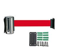 Retractable Belt Barrier Stanchion - Wall-Mounted Queue Divider with Safety Tape for Multidirectional People Guidance, Perfect for Events and Crowd Control