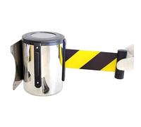 Retractable Belt Barrier, Wall Mount Safety Cordon with Stainless Steel Housing, Crowd Control Stanchion for Queuing