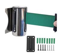 Retractable Belt Barrier, Wall Mounted Crowd Control Stanchion with Stainless Steel 5m Tape for Queue Management, Green Finish