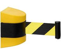 Retractable Belt Barrier, Wall Mounted Crowd Control with ABS Case, Fixed Wall Mount for Rope Partition (Black, Yellow Stripes)