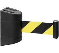 Retractable Belt Barrier, Wall Mounted Crowd Control with ABS Case, Fixed Wall Mount for Rope Partition (Black, Yellow Stripes)