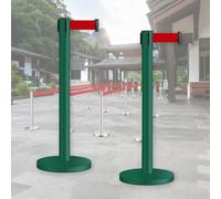 Retractable Belt Stanchions for Crowd Control 9.8FT Green Barrier Posts Ideal for Airports Schools Theaters Effective Pedestrian Flow Management