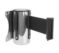 Retractable BER Set - Stainless Steel Crowd Control Wall-Mounted Black Safety Tape for Outdoor Use, Ideal for Events and Queue Management