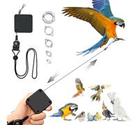 Retractable BirdLeash Flying Rope, Anti-Bite Wire Rope Parrot Leash, Adjustable Bird Harness for Training, with 5pcs Alloy Foot Rings, for Budgies, Cockatiels, Crested Cockatoo, Macaws, 20ft