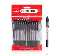 Retractable Black Ballpoint Pens Pack of 24 | 1.0mm Medium Point Comfort Grip Biro | Smooth Ink | Office & School Stationery | Cello