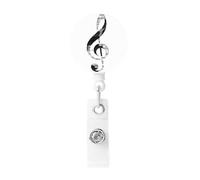 Retractable Black White Music Note1 Badge Holder, Retractable Badge Reel Clips and Id Card Holder, Suit for Offices, Teachers, Students, Nurses.