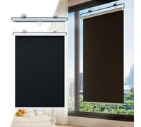 Retractable Blackout Roller Blinds 30/40/50/60/70/80cm Wide,Sunshade Roller Blinds for Windows,Roller Shades With Suction Cups,Temporary Blinds No Drilling,Black Curtains,Black-72×200cm(28 * 79in)