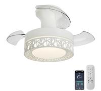 Retractable Blade Ceiling Fan Light - Silent 6-Speed DC Fan with LED Lights, Remote Control & APP, Dimmable Memory Function for Bedroom, Small Space, Reversible Design