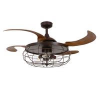Retractable blade ceiling fan with lighs and remote Industri Bronze 122 cm 48