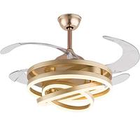 Retractable Blade Ceiling Fan with Remote Control & LED Light - Modern Indoor Ceiling Fan for Living Room Bedroom and Home Décor