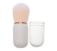 Retractable Blush Brush Portable Single Nylon Makeup Tool for Cheeks | White Plastic Build, Gentle Application, Makeup Bag Storage, On-the-go Touch-ups for Artists and Enthusiasts