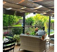 Retractable Brown Sun Shade Sail with Fixing Kit - Water Resistant UV Protection Canopy for Outdoor Garden Pergola Patio - U Shape (0.9x15m/2.95x49.2ft)