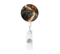 Retractable Butterfly and Kitten'S Badge Holder, Retractable Badge Reel Clips and Id Card Holder, Suit for Offices, Teachers, Students, Nurses.