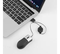 Retractable Cable Wired Mouse Mini Usb Optical Travel Mouse 80CM Small Retractable Portable Adjustable for Apple Mac Hp Dell Lenovo Thinkpad Sony Asus Acer Tablet Pc Laptop(Black and Silver)