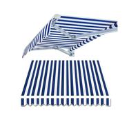 Retractable Canopy Replacement Top for 8' x 7' Door & Window Waterproof 13x5ft Outdoor Sun Shade Cover Blue-White Fabric Shelter for Patio & Garden