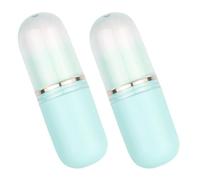 Retractable Capsule Makeup Brush Set 2 Piece Abs Travel Blush | Soft Bristles, Adjustable Length Design, Compact Sky Blue Style, for Foundation, Powder and Contour Use