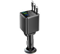 Retractable Car Charger 102W Retractable Fast Display Adapter | Fast Car Charger for RV Camping Daily Commute Truck Vehicle Road Trip Travel Work Driver Interior Devices