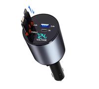 Retractable Car Charger 4 in 1 Fast Charge USB C Car Charger Adapter with Retractable Cord Cable 100W, Car Phone Charger for iPhone 15 Pro Max Plus 14 13 12