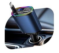Retractable Car Charger, 78W Fast 4 in 1 Car Charger Adapter, Cigarette Lighter USB Charge with RGB Light, Car Phone Charger with Type-C Cable/USB-C/USB-A, Accessories for iOS, Android, Blue