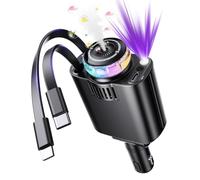 Retractable Car Charger with Starlight and Aromatherapy, 5 in 1 USB C Car Charger Adapter, 69W Fast Charging Cars Phone Chargers, Cars Air Freshener Compatible with iPhone 16 15 14 13 12 and Android