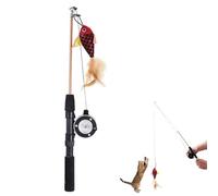 Retractable Cat Teaser Wand Toy,Cat Toys Interactive Fishing Rod for Indoor Cats,Feather Toys Refills for Indoor Cats to Chase and Exercise,Plush Mouse Caterpillar & Fish