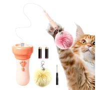 Retractable Cat Toy with Fuzzy Ball - Retractable Automatic Teaser Wand, | Button-Activated Launch | Kitten Enrichment Toys for Kitten Enrichment Playing Exploration Home