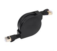 Retractable Cat7 Ethernet Cable 10Gbps 600MHz Flat RJ45, 15M | Self-coiling Auto-rewind Mechanism, Slim-profile Tangle-free Design, Portable Storage Box For Travel & Mobile Office Setups