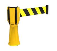Retractable Caution Belt - Yellow Ber Tape for Crowd Control, Traffic Management, Park & Hotel Safety, Cone Compatible Warning Tape