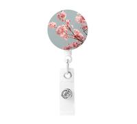 Retractable Cherry Blossoms Badge Holder, Retractable Badge Reel Clips and Id Card Holder, Suit for Offices, Teachers, Students, Nurses.