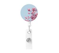 Retractable Cherry Blossoms Badge Holder, Retractable Badge Reel Clips and Id Card Holder, Suit for Offices, Teachers, Students, Nurses.