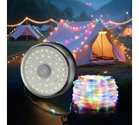 Retractable Christmas Lights 10M/32.8FT, 4000mAh Rechargeable Fairy Light with 8 Lighting Modes, Quick Storage, Waterproof Camping String Lights for Indoor, Outdoor, Yard, Christmas Decor