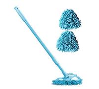Retractable Cleaning Mop 1 Set Triangle Glass Cleaner Extendable Cleaning Mop with 2pcs Mop Head for Home Floor Window Wall