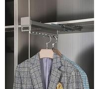 Retractable Closet Pull Out Rod Wardrobe, Bearing 40kg Extendable Valet Rod For Closet Pull Out, Aluminum Alloy Pull-out Clothes Rail, Double Row Damping Slide Rail Retractable Pants Rack ( Color :