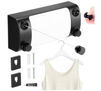 Retractable Clothesline Indoor, Retractable Clothesline, Double Laundry Line Indoor with 13.8 Ft Steel Wire, 25kg Load Heavy Duty Wall Mounted for Balcony