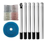 Retractable Clothesline Prop,7.2 Ft Total Stick,Clothesline Support Rod with 32.8 Ft Rope and 20 Clips - for Laundry Support Yard Garden Lawn Ground Patio