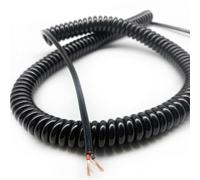 Retractable Coiled Coil Cord, 2 Core 1.5mm2 CNC Spiral Power Cord 15AWG Black Spring Spiral Stretchable Cable Telescopic Stranded Coiled Wire(Stretch 3 meter)