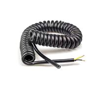 Retractable Coiled Coil Cord, 2 Cores Spiral Expandable Wire 24AWG 20AWG 17AWG 14AWG Black Power Cord 2.5-7.5 Meters Spring Telescopic Cable spiral extension(2 Core 20awg,Line length 2.5meter)