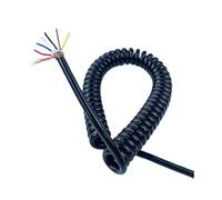 Retractable Coiled Coil Cord, 6 Cores Tensile Shielded Spiral Wire 0.5mm Square Oil Spring Wire Pure Copper Core High Power Telescopic Wire Spiral Extension(Stretch 1 meter)