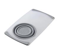 Retractable Colander Cutting Board with Strainer, Over The Sink Cutting Board with Containers, Multi-Functional Kitchen Prep Board for Chopping, Washing, and Draining Fruits and Vegetables