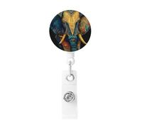 Retractable Colorful Elephant Badge Holder, Retractable Badge Reel Clips and Id Card Holder, Suit for Offices, Teachers, Students, Nurses.