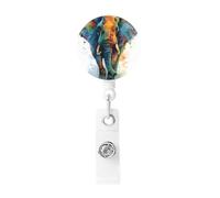 Retractable Colorful Elephant Badge Holder, Retractable Badge Reel Clips and Id Card Holder, Suit for Offices, Teachers, Students, Nurses.