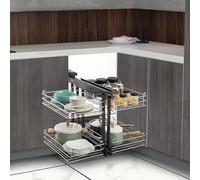 Retractable Corner Cabinet - Heavy Duty Pull-Out System with 4 Baskets Shelf & Wardrobe Storage Solution for Kitchen Cabinets 800-900mm