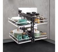 Retractable Corner Cabinet with 4 Baskets - Heavy-Duty Pull-Out Shelf for Kitchen & Wardrobe Ideal for 800-900mm Spaces Maximize Storage Efficiency!
