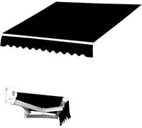 Retractable Crank Deck Canopy Awning with UV Protection Manual Sun Shade for Garden Patio Replacement Fabric with Valance Frameless Black 11x8.2ft Ideal for Outdoor Sun Protection.