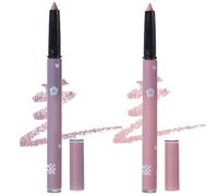 Retractable Creamy Eyeshadow Stick Set With Waterproof Long-Lasting Formula For Day To Night Makeup - Smoky Ash Purple & Misty Pink Brown Shades, Smooth Blendable Texture In Sl esign With Heart