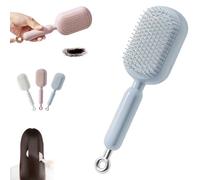 Retractable Cushion Massage Comb - Anti-Static Self Cleaning Hair Brush for Effortless Detangling, Gentle Scalp Massage, and Easy Hair Removal, Ideal for All Hair Types Including Wigs (Sky Blue)